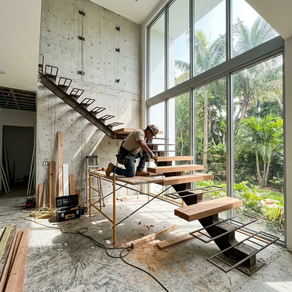 Luxury floating staircase installation in Tampa